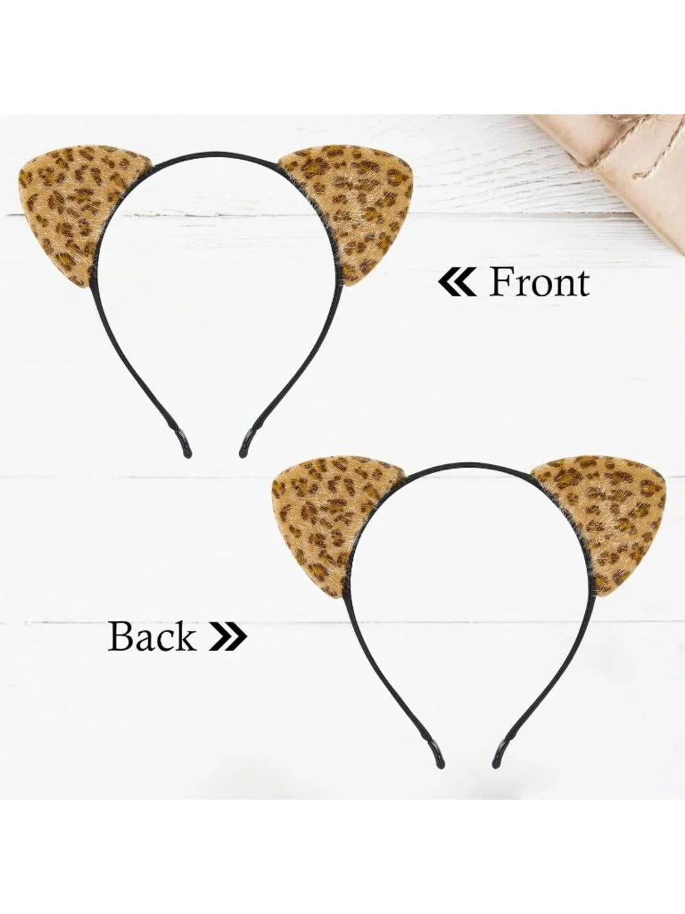 Women Leopard Ears Sequin Handmade Mickey Mouse Headband 2 Pieces